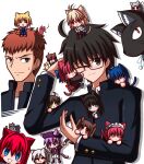  2boys 6+girls absurdres arcueid_brunestud cat ciel_(tsukihime) glasses highres hisui_(tsukihime) inui_arihiko kagetsu_tooya len_(cat)_(tsukihime) len_(tsukihime) melty_blood multiple_boys multiple_girls nanako_(melty_blood) neco-arc neco_spirit noel_(tsukihime) red_hair riesbyfe_stridberg school_uniform sion_eltnam_(type-moon) sion_eltnam_atlasia smoking tohno_akiha tohno_shiki tsukihime white_len_(tsukihime) yumizuka_satsuki zeon132 