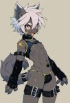 abs anthro armwear athletic belt biped black_body black_clothing black_shirt black_tank_top black_topwear bulge circle_eyebrows clothed clothing crotch_lines cute_fangs digital_media_(artwork) dipstick_ears ear_markings ear_piercing exposing_chest eyebrows fangs fur hair kemono kemorate looking_at_viewer male mammal markings multicolored_ears navel nipples open_mouth piercing portrait raised_clothing shirt skimpy solo tank_top tattoo teeth three-quarter_portrait three-quarter_view topwear v-cut white_eyebrows white_hair yellow_body yellow_fur yellow_markings