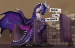 claws dialogue dragon erection feral glory_hole horn ishiru knot knotted_glory_hole male mythological_creature mythological_scalie mythology purple_body scalie solo stuck_knot tail wings