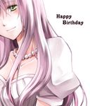  birthday green_eyes jewelry kido_saori long_hair momoiro necklace purple_hair saint_seiya smile solo 