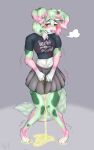 2025 4_toes 5_fingers absurd_res anthro arm_tuft australian_shepherd biped black_eyebrows black_eyeliner blush blush_lines bodily_fluids bottomwear canid canine canis cheek_tuft clothed clothing colored crop_top desperation digital_drawing_(artwork) digital_media_(artwork) domestic_dog embarrassed eyebrows eyelashes eyeliner facial_markings facial_tuft feet female fingers floppy_ears fluffy fluffy_tail folded_ears fur genital_fluids green_body green_eyes green_fur green_markings head_markings heavy_blush herding_dog heterochromia hi_res light lighting makeup male mammal markings midriff multicolored_body navel omorashi open_mouth pastoral_dog paws peeing peeing_on_self pink_eyes pink_markings pink_nose plantigrade pupils shaded shaking shaking_legs sheepdog shirt signature simple_background skirt solo spots spotted_body standing standing_in_urine tail tight_clothing toes tongue topwear trans_(lore) trans_woman_(lore) trembling tuft twinkworshiper8 urine urine_drip urine_on_foot urine_on_ground urine_on_leg urine_on_self urine_pool urine_stream watersports wet wet_bottomwear wet_clothing wet_skirt wetting white_body white_fur