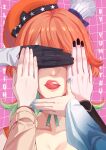  5girls black_gloves black_nails blue_nails chef_hat covering_another&#039;s_eyes gawr_gura gloves green_hair hand_over_another&#039;s_eyes hat highres hololive hololive_english holomyth licking_lips long_hair mini_chef_hat mori_calliope multicolored_hair multiple_girls multiple_hats ninomae_ina&#039;nis open_mouth orange_hair orange_hat smile solo_focus takanashi_kiara takanashi_kiara_(1st_costume) tongue tongue_out two-tone_hair virtual_youtuber watson_amelia yumiitsu 