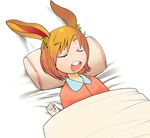  animal_ears bunny_ears bunny_girl copyright_request drooling futon lowres nanashin orange_hair pajamas short_hair sleeping solo 
