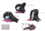 ambiguous_gender anthro blood bodily_fluids boots clothing deltarune duo faceless_character feet female foot_fetish foot_sniffing footwear furniture heart_symbol hi_res human kris_(deltarune) lying mammal mikelocesterlanders monster shoes sketch sleeping sniffing sofa soul susie_(deltarune) text undertale_(series)