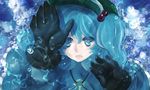  blue_eyes blue_hair coat from_above gloves hair_bobbles hair_ornament hat kawashiro_nitori key solo touhou twintails two_side_up underwater water yamineko 