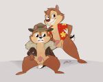 anthro balls bottomless bottomless_anthro bottomless_male brother_(lore) brothers_(lore) brown_body brown_fur chip_&#039;n_dale_rescue_rangers chip_(disney) chipmunk clothed clothing coat dale_(disney) digital_media_(artwork) disney duo feet fingers flaccid foreskin fur genitals ground_squirrel half-erect hat headgear headwear hi_res humanoid_genitalia humanoid_penis incest_(lore) looking_at_genitalia looking_at_penis looking_at_viewer male male/male mammal navel open_clothing open_coat open_shirt open_topwear penis rodent sciurid shirt sibling_(lore) simple_background sitting smile soina spread_legs spreading standing tail tight_foreskin toes topwear