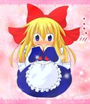  blonde_hair blush confession doll fuurai_mamuru long_hair looking_at_viewer ribbon shanghai_doll solo string touhou 