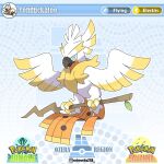  artist_name artworks218 beak bird blue_eyes bright_pupils copyright_logo english_text fakemon holding holding_stick looking_at_viewer no_humans original pokemon pokemon_(creature) solo stick white_pupils 