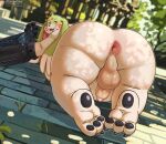 2025 anthro anus balls bandai_namco bedroom_eyes big_butt butt detailed_background digimon digimon_(species) foreskin gargomon gatling_gun genitals gun hi_res looking_at_viewer looking_back looking_back_at_viewer machine_gun male mikrogoat narrowed_eyes nude obese obese_anthro obese_male outside overweight overweight_anthro overweight_male paws penis perineum presenting presenting_hindquarters ranged_weapon seductive solo weapon