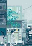  ._. 1girl absurdres aircraft barricade black_hair black_socks building cat city cityscape coat commentary_request condenser_unit expressionless from_side grey_coat grey_sky helicopter highres holding holding_umbrella industrial_pipe kei_kawakami long_coat long_sleeves original overcast plant ponytail potted_plant power_lines rain scenery shoes short_hair short_ponytail sign sky skyscraper sneakers socks solo transparent transparent_umbrella tree umbrella walking white_shoes wide_sleeves 