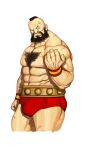  1boy abs absurdres beard beckoning brown_hair capcom_vs_snk facial_hair full_beard game_cg highres male_focus mohawk muscular muscular_male navel nipples nishimura_kinu non-web_source official_art pectorals raised_eyebrow scar scar_on_leg scar_on_shoulder shredded_muscles solo street_fighter thick_chest_hair thick_thighs thighs topless_male veins veiny_arms veiny_thighs white_background wrestling_outfit wristband zangief 