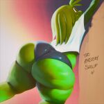1:1 2025 ;p alien big_butt black_clothing black_eyes black_thong black_underwear bottom_heavy butt butt_focus clothed clothing colored digital_drawing_(artwork) digital_media_(artwork) digital_painting_(artwork) english_text femboy glistening glistening_body glistening_butt glistening_clothing glistening_thighs green_body green_pseudo_hair green_skin hi_res huge_butt humanoid intersex_(lore) jay_(sqoon) light lighting painting_(artwork) panties portrait pseudo_hair puwa reaching rear_view shaded shirt simple_background skimpy solo sqoon sunlight teapot_(body_type) tendrils text thick_thighs thong three-quarter_portrait topwear underwear white_background white_clothing white_sclera white_shirt white_topwear wide_hips