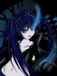  black_hair black_rock_shooter black_rock_shooter_(character) blue_eyes long_hair midriff scar solo twintails yaruku 