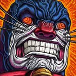  berserk clenched_teeth close-up crazy_eyes crossover derivative_work doraemon doraemon_(character) face jingle_bell lowres miura_kentarou_(style) mozgus no_humans parody sakkan style_parody teeth upper_body whiskers 