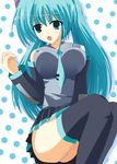  green_eyes green_hair hatsune_miku kokage_(next_nest) long_hair solo thighhighs twintails vocaloid 