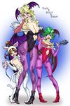  animal_print bat_print character_name cosplay demon_girl felicia felicia_(cosplay) final_fantasy final_fantasy_iv leotard lilith_aensland lilith_aensland_(cosplay) morrigan_aensland morrigan_aensland_(cosplay) multiple_girls pantyhose porom print_legwear purple_legwear red_leotard rosa_farrell rydia shuninshunin succubus vampire_(game) 