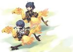  1girl ahoge bag beak black_eyes black_hair character_request chocobo feathered_wings final_fantasy final_fantasy_xi from_above from_side full_body handbag ikusabe_lu looking_at_viewer looking_to_the_side riding short_hair talons tarutaru upper_body wings 