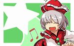  beamed_eighth_notes closed_eyes hat iyau lyrica_prismriver musical_note open_mouth silver_hair smile solo star touhou 