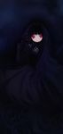  black_hair dress flower gloves gothic lipstick long_hair makeup original pink_eyes puti_devil rose solo standing 