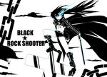  black_hair black_rock_shooter black_rock_shooter_(character) blue_eyes chain cross long_hair mad_(hazukiken) midriff navel solo sword twintails weapon 