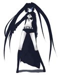  bad_id bad_pixiv_id bangs belt bikini_top black_hair black_rock_shooter black_rock_shooter_(character) blue_eyes boots burning_eye cloak coat flat_chest front-tie_top gloves hair_over_one_eye hood hooded_jacket jacket knee_boots long_hair midriff natsuki_heru pale_skin short_shorts shorts solo twintails uneven_twintails very_long_hair 