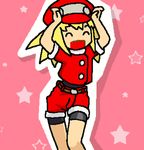  animated animated_gif caramelldansen lowres red_shorts rockman rockman_dash roll_caskett shorts solo 