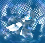  bad_id bad_pixiv_id bangs bikini black_hair black_rock_shooter black_rock_shooter_(character) blue blue_eyes boots burning_eye chain checkered coat cross flat_chest glowing glowing_eye hood hooded_jacket jacket knee_boots long_hair looking_up maimu_(polka) midriff navel pale_skin side-tie_bikini solo star swimsuit twintails uneven_twintails very_long_hair 