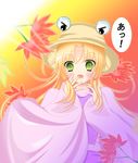  blonde_hair blush eyes flower hat moriya_suwako ribbon short_hair solo tengeiji touhou 
