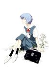  artist_request ayanami_rei bag blue_hair neon_genesis_evangelion pale_skin school_bag school_uniform short_hair solo 