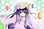  crystal hat patchouli_knowledge purple_eyes purple_hair shichinose solo touhou 