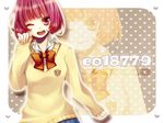  ;d heart looking_at_viewer manabu meeko_(nico_nico_douga) niconico one_eye_closed open_mouth original short_hair smile solo sweater zoom_layer 