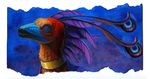  dinosaur feathers hibbary multi-colored_body multicolored portrait scalie solo 
