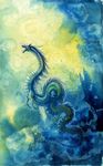  ambiguous_gender blue_theme chinese_dragon cool_colors dragon hibbary horn solo traditional_media water 