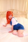 asian bed cosplay highres neon_genesis_evangelion orange_hair photo soryu_asuka_langley tanaka_mana 