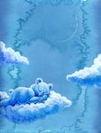  blue_and_white cloud cub hibbary mammal monochrome moon night sleeping solo traditional_media young 