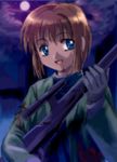 blood blue_eyes gun gunslinger_girl mutsuki_(moonknives) night rico rifle sniper_rifle torn_clothes weapon 