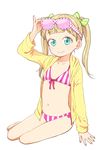  aqua_eyes bikini blonde_hair hanatsuka idolmaster idolmaster_cinderella_girls innertube mary_cochran navel swimsuit twintails 