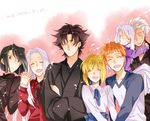  4girls archer artoria_pendragon_(all) bad_id bad_pixiv_id black_hair blonde_hair brother_and_sister emiya_kiritsugu emiya_shirou family fate/stay_night fate/zero fate_(series) father_and_daughter father_and_son hisau_maiya illyasviel_von_einzbern irisviel_von_einzbern japanese_clothes kimono long_hair mother_and_daughter mother_and_son multiple_boys multiple_girls oekaki-daisuki-dessu raglan_sleeves red_hair saber siblings time_paradox white_hair yellow_eyes 