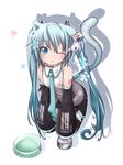  akino_coto animal_ears aqua_eyes aqua_hair bowl can canned_food cat_ears cat_tail hatsune_miku highres kemonomimi_mode long_hair looking_at_viewer md5_mismatch minigirl open_mouth pet_bowl simple_background solo tail twintails very_long_hair vocaloid wince 