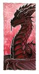  dragon feral forked_tongue hibbary horn monochrome portrait red red_scales red_theme scalie solo tongue tongue_out wings 