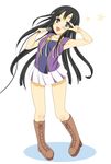  akiyama_mio black_eyes black_hair blush cosplay highres hime_cut k-on! kannagi long_hair microphone nagi nagi_(cosplay) norton_(apricot_notes) one_eye_closed solo 