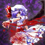  bat_wings blood dance_in_the_vampire_bund fingernails hat k2isu long_fingernails looking_at_viewer parody purple_eyes red_eyes remilia_scarlet smile solo touhou wings 