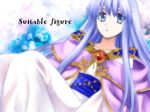 74 blue_eyes blue_hair cape circlet dress fire_emblem fire_emblem:_seisen_no_keifu gem jewelry long_hair smile solo very_long_hair yuria_(fire_emblem) 