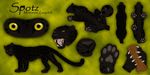  black_leopard claws digitigrade eyes feline feral invalid_tag laying_on_back leopard looking_at_viewer lying male mammal melanistic model_sheet nose on_back paws scar spotz teeth toradoshi whiskers 