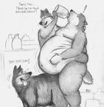  anal anal_penetration anthro_on_feral bd belly_overhang bestiality canine chubby dog drinking english_text feral gay interspecies love_handles male mammal nude obese overweight penetration sex text water weight_gain 