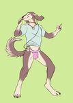  canine clothed clothing dancing digitigrade dog half-dressed invalid_tag male mammal mistresssparkles saluki shirt slim smile solo storm-crow underwear yogurt 