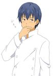  blue_eyes blue_hair chef donrima male_focus solo souma_hiroomi working!! yawning 