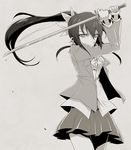  ang female karakuridoji_ultimo long_hair otake_akitsu_(ultimo) school_uniform skirt solo sword weapon 