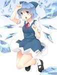  :o bad_id bad_pixiv_id blue_eyes blue_hair cirno dress hyouka_(rat_hut) ice ice_wings short_hair solo touhou wings 