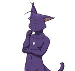  feline fur male mammal morenatsu nude purple purple_fur samoji shin shin_kuroi smile solo 